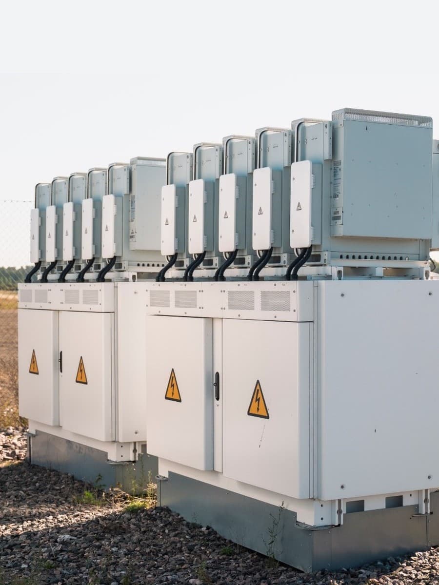 Installer working on a solar and battery site