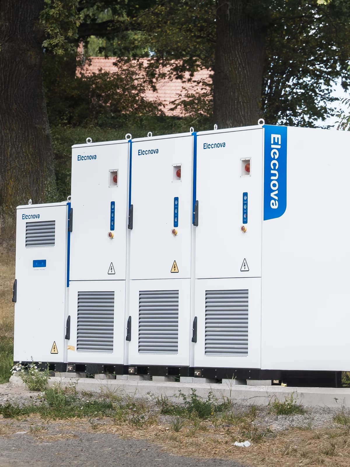 Installer working on a solar and battery site